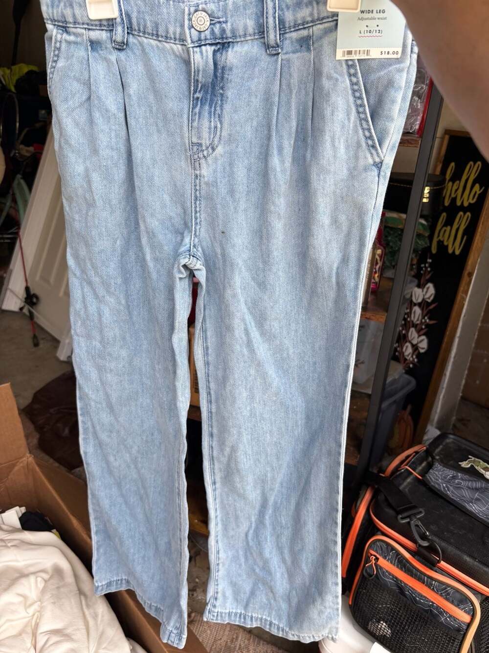 Cat & Jack Wide Leg Jeans Size L 10/12 Light Wash Denim
